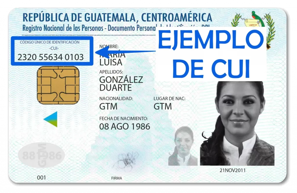 ejemplo de CUI en DPI Guatemala